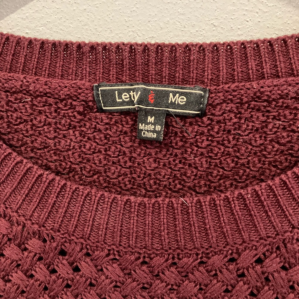 Medium Burgundy Elbow Patch Sweater - image 4